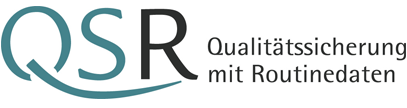Das Logo zeigt das Kürzel QSR und rechts daneben in kleinerer Schrift Qualitätssicherung mit Routinedaten